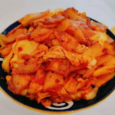 辛いキムチ炒めポテトスライスの作り方：6