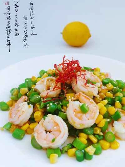 アスパラガス、エビ、コーンの炒め物の作り方：8