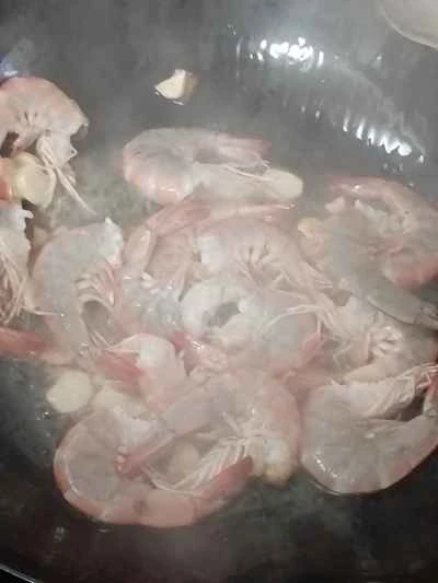 ネギ油エビの作り方：5