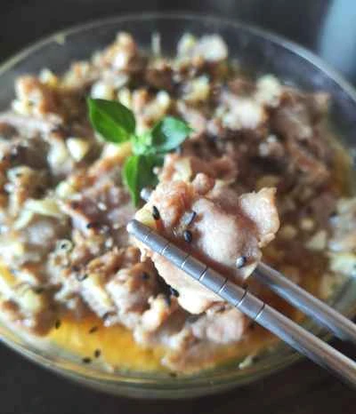 にんにくエノキ茸入り蒸し豚肉のレシピ