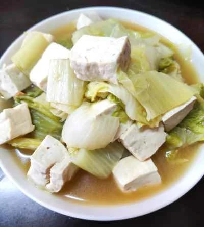 木綿豆腐とキャベツの煮込みのレシピ