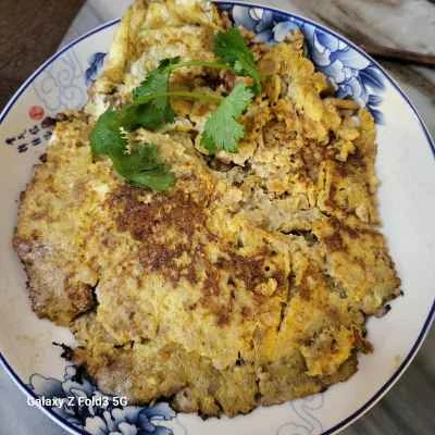 切り干し大根とひき肉の目玉焼きの作り方：4