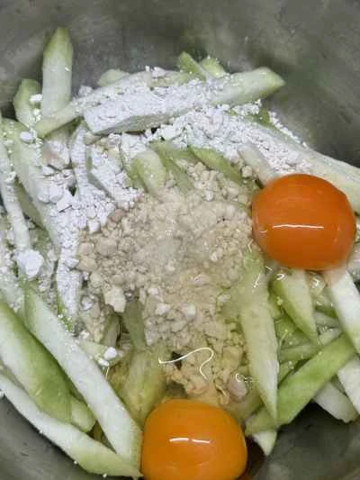 ヘチマとエビのパンケーキの作り方：6