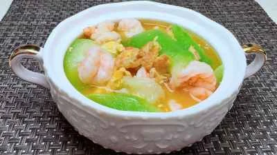 卵とエビのヘチマ炒めのレシピ