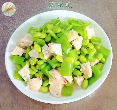 枝豆とピーマン、ロブスター風味ボールの炒め物のレシピ