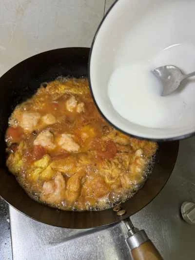 トマト、卵、エビペーストのレシピ手順：13