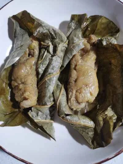 蓮の葉で蒸した豚バラ肉のレシピ