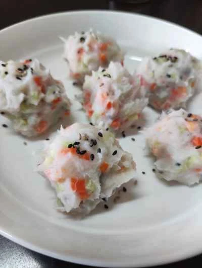 野菜とヤムイモのボールを作る手順：9