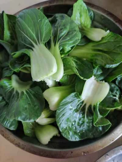 チンゲン菜入り鶏もつ煮込みの作り方：1