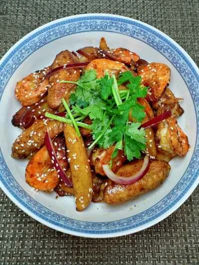 ドライポットチキンウィングとエビの作り方：21