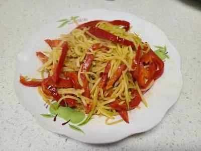 千切り大根と赤唐辛子の炒め物の作り方:5