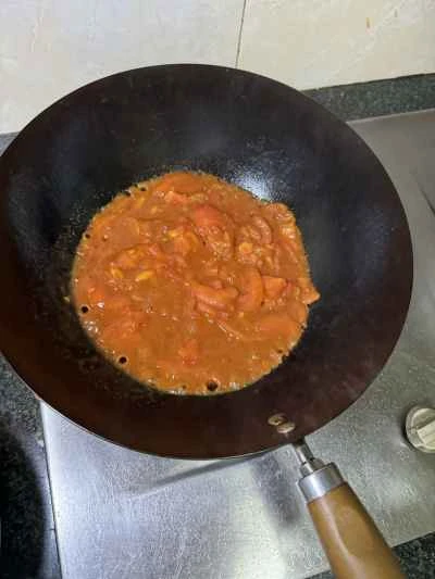 トマト、卵、エビペーストのレシピ手順：7