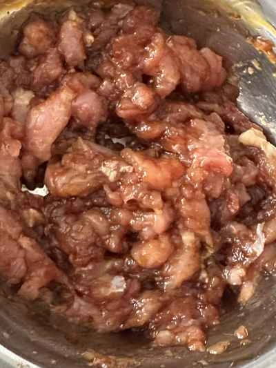 ひき肉とインゲン豆の作り方：2