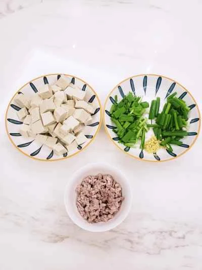四川風ひき肉と豆腐のレシピ手順：1