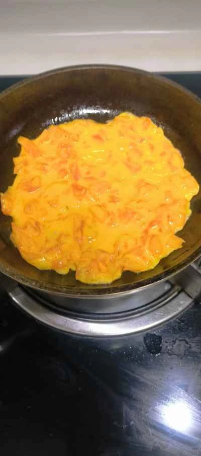 トマトと卵のパンケーキのレシピ手順：4