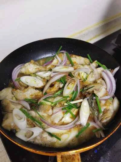 スズキのネギ炒めの作り方：12