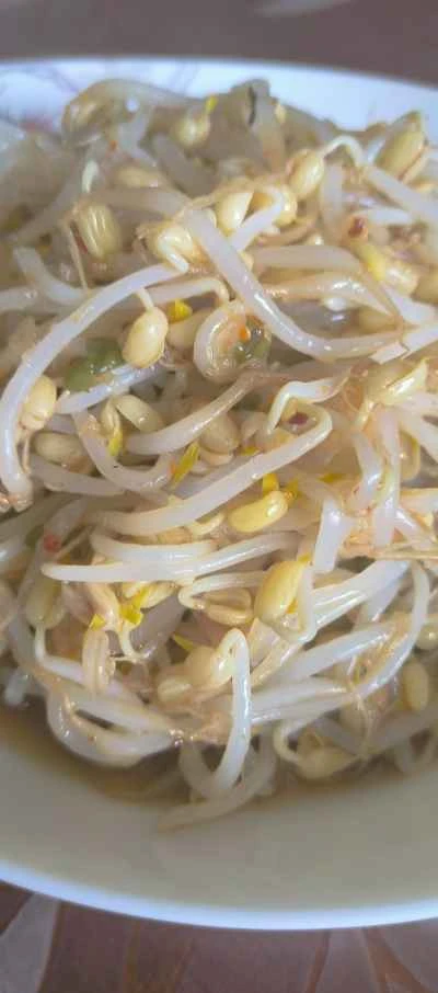 熱油で緑豆もやしを作る手順：6