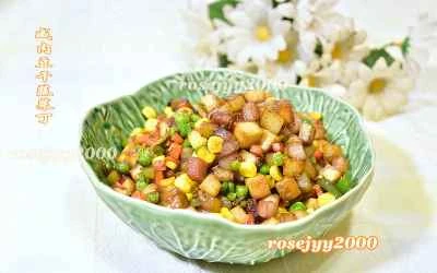 塩豚、乾燥豆腐、コーンキューブのレシピ