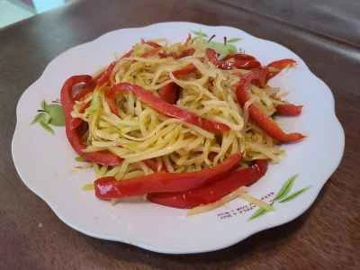 千切り大根と赤唐辛子の炒め物の作り方:6