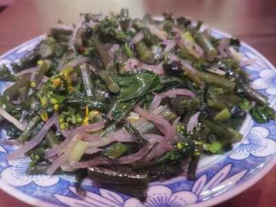 千切り大根と赤からし菜の炒め物の作り方：7