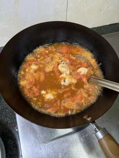 トマト、卵、エビペーストのレシピ手順：10