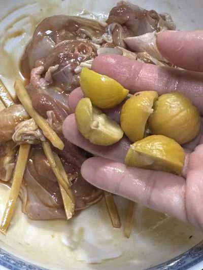 蒸し鶏と栗のレシピ手順：7