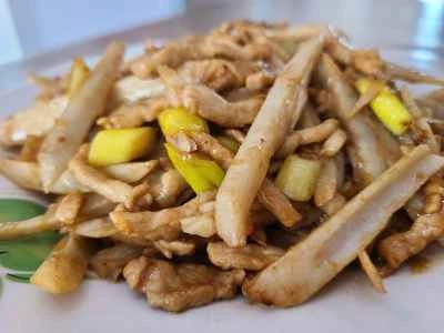 レンコンと豚肉の細切り炒めのレシピ