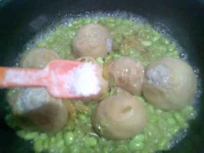 からし菜の漬物、揚げグルテン、肉詰め、ゆで枝豆の作り方：13