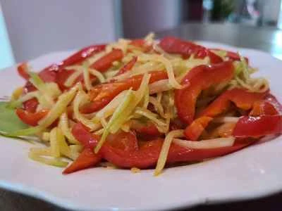 千切り大根と赤唐辛子の炒め物のレシピ