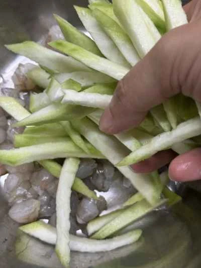 ヘチマとエビのパンケーキの作り方：4