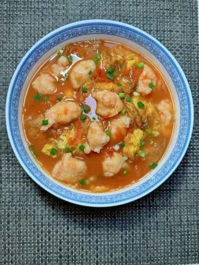 トマト、卵、エビペーストのレシピ手順：16