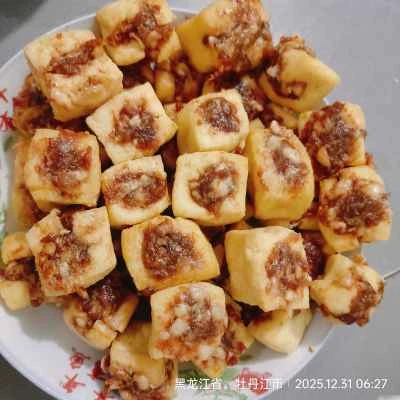 ひき肉と豆腐のパフを作る手順：3