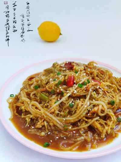 漬物キャベツ入りライスヌードル炒めの作り方：1