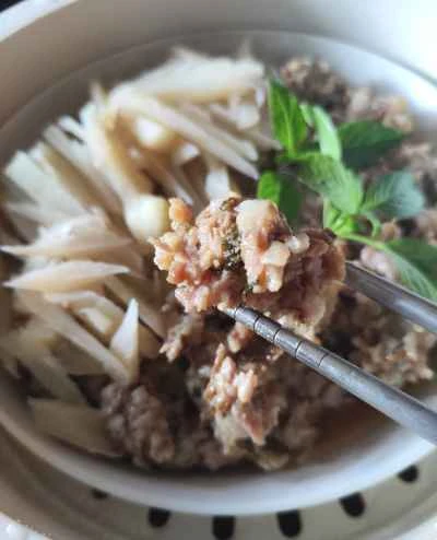 ピクルスにしたマスタードグリーン入り蒸し豚パテの作り方：10