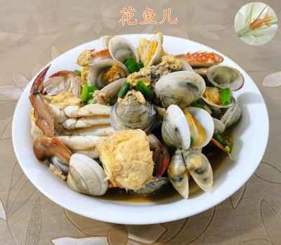 ワタリガニとアサリの炒め物のレシピ