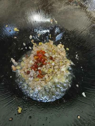 ひき肉とインゲンの漬物を作る手順：7