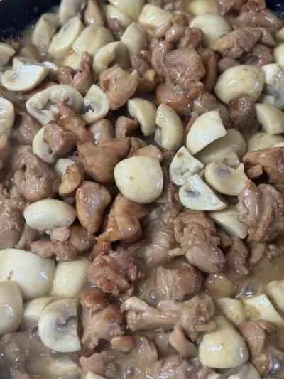 乾燥キノコ入りチキンのソテーの作り方：14