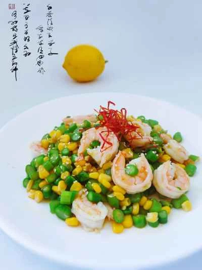 アスパラガス、エビ、コーンの炒め物の作り方：1