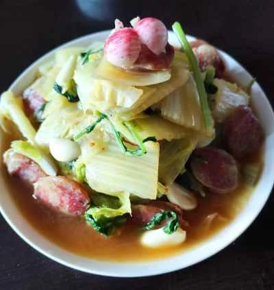 中華ソーセージとキャベツの炒め物の作り方：9