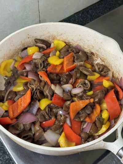 ピーマンと豚モツの炒め物の作り方：10