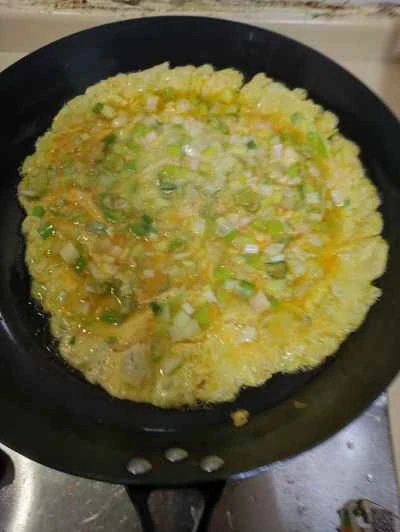 ネギ入りスクランブルエッグの作り方：7