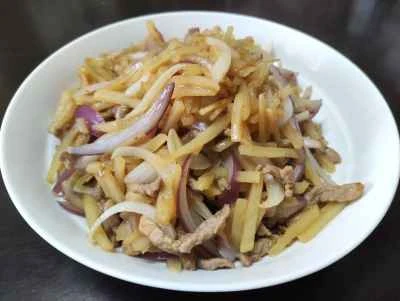 細切り豚肉とジャガイモと玉ねぎの炒め物の作り方：8