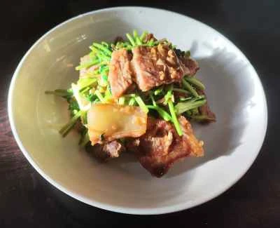 パクチーとシソの豚肉炒めの作り方：7