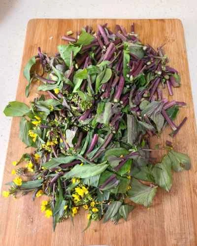 ハムと赤カラシナの炒め物の作り方：3