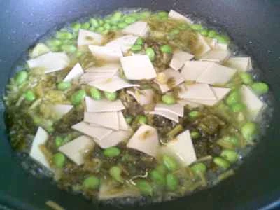 漬物、枝豆、豆腐皮の炒め物の作り方：6