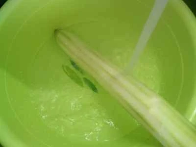 油で揚げた三角の夜咲き花と豚スペアリブの煮込みの作り方：2