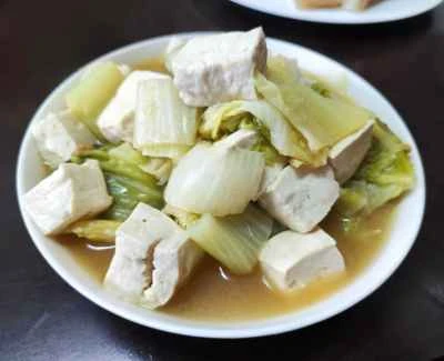 固めの豆腐とキャベツの煮込みの作り方：8