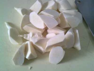 塩漬けカラシナ入り水煮タケノコの作り方：4