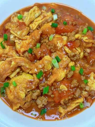 トマト、卵、ひき肉