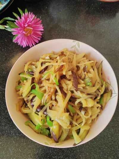 千切りジャガイモ、千切りナス、千切りピーマンの炒め物の作り方：6